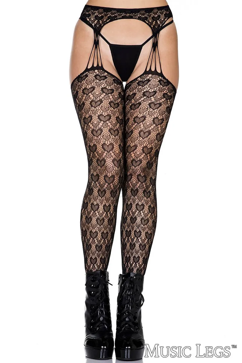 Heart Suspender Pantyhose
