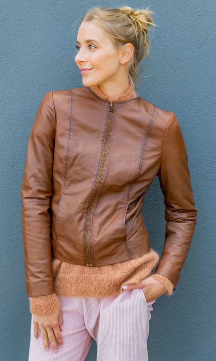 HOSS Mag Tobacco  Leather Jacket