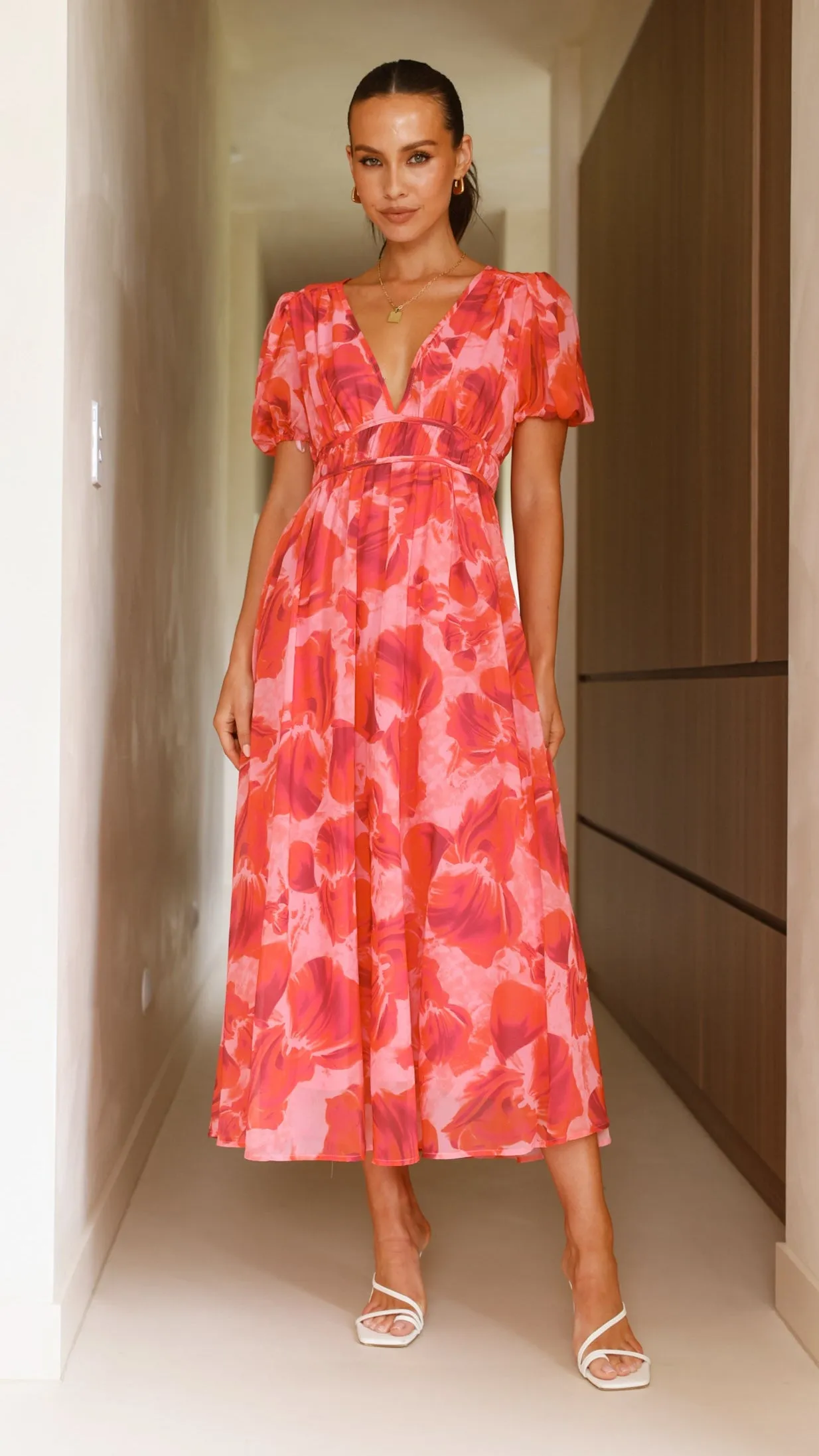 Ilah Maxi Dress - Red/Pink