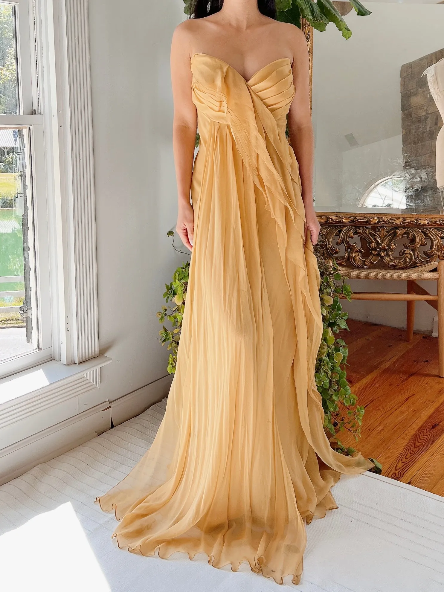 J. Mendel Mustard Silk Dress - M/L