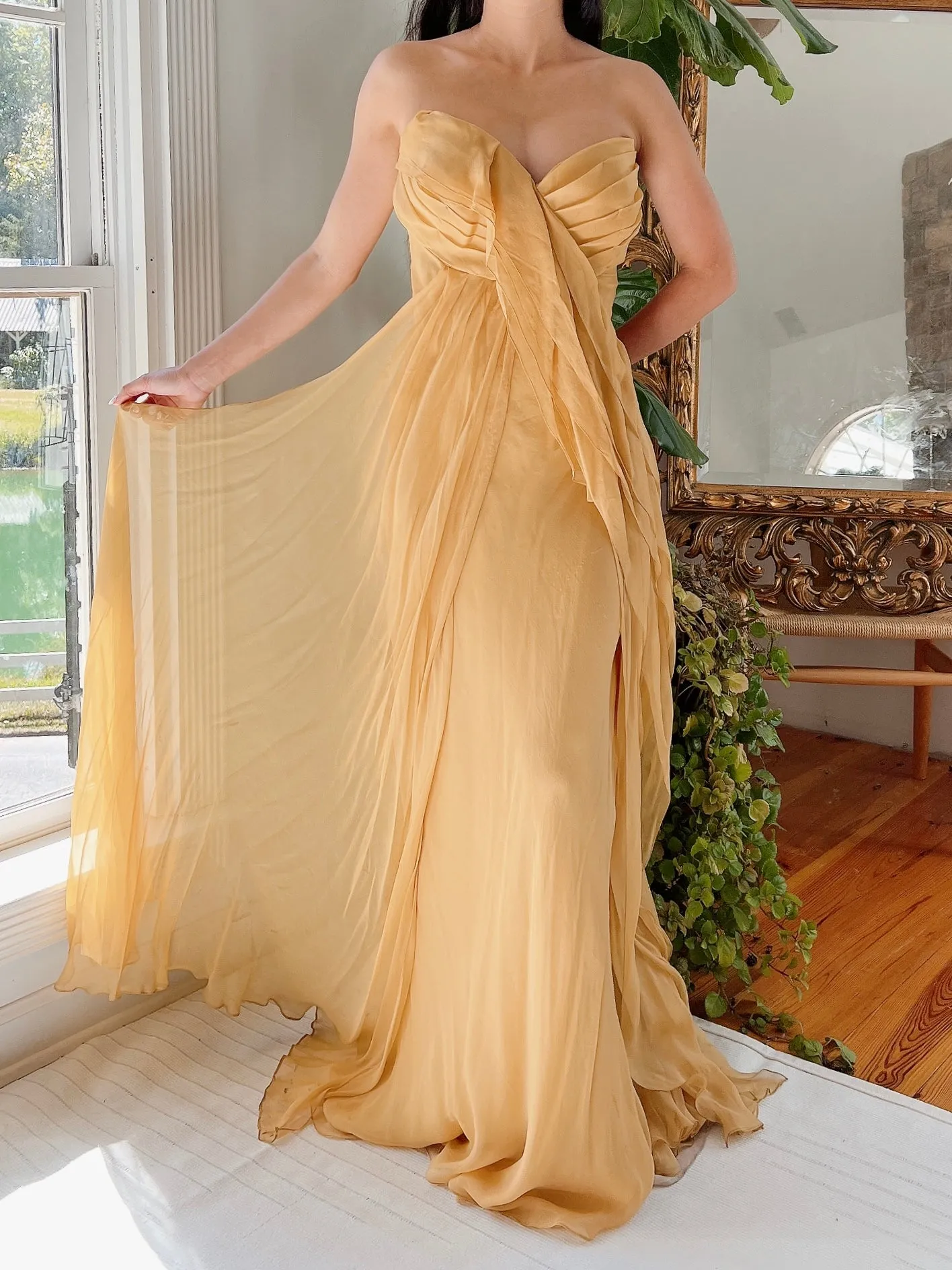 J. Mendel Mustard Silk Dress - M/L