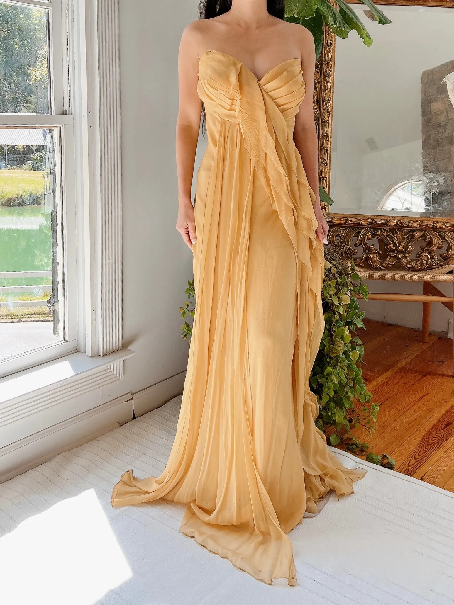 J. Mendel Mustard Silk Dress - M/L