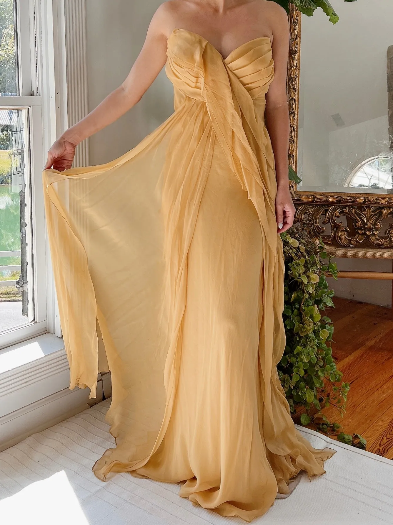 J. Mendel Mustard Silk Dress - M/L