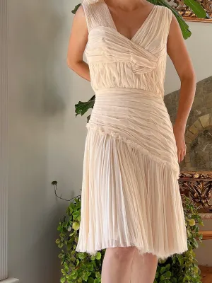 J. Mendel Silk Pleated Dress - M