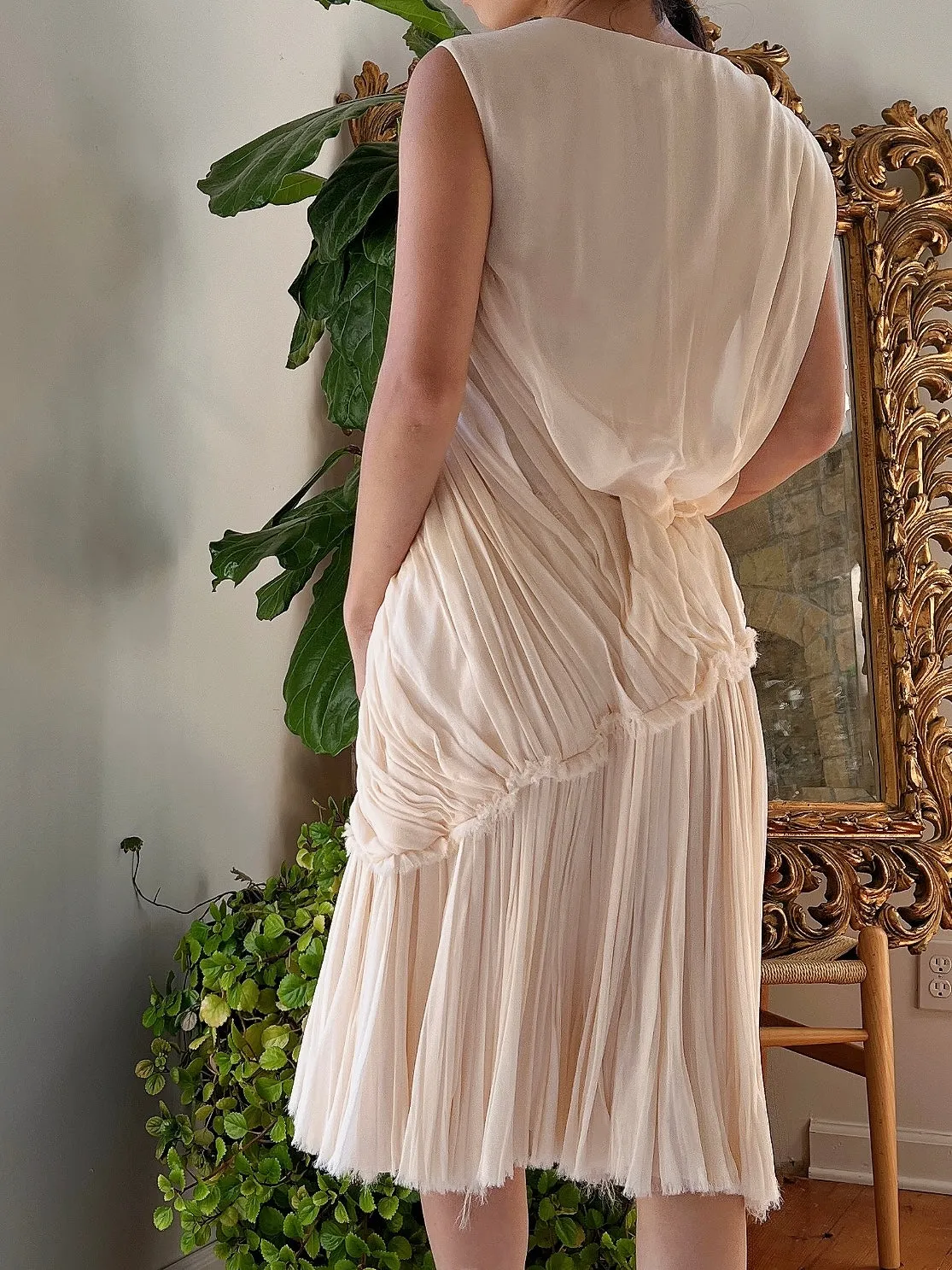 J. Mendel Silk Pleated Dress - M