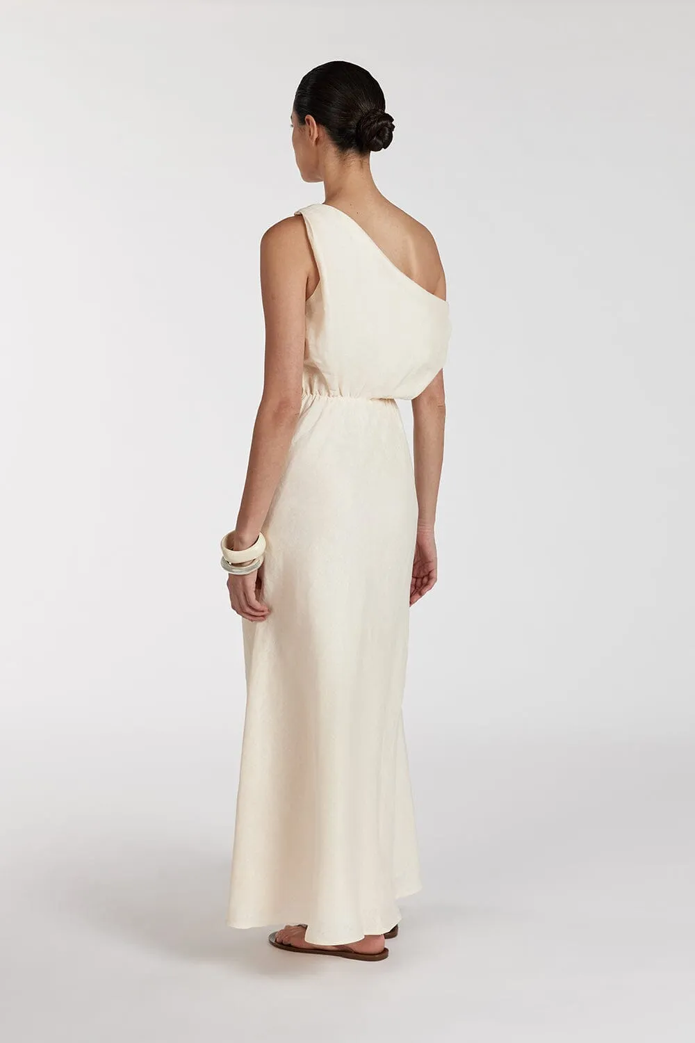 JOELLE CREAM LINEN MIDI DRESS