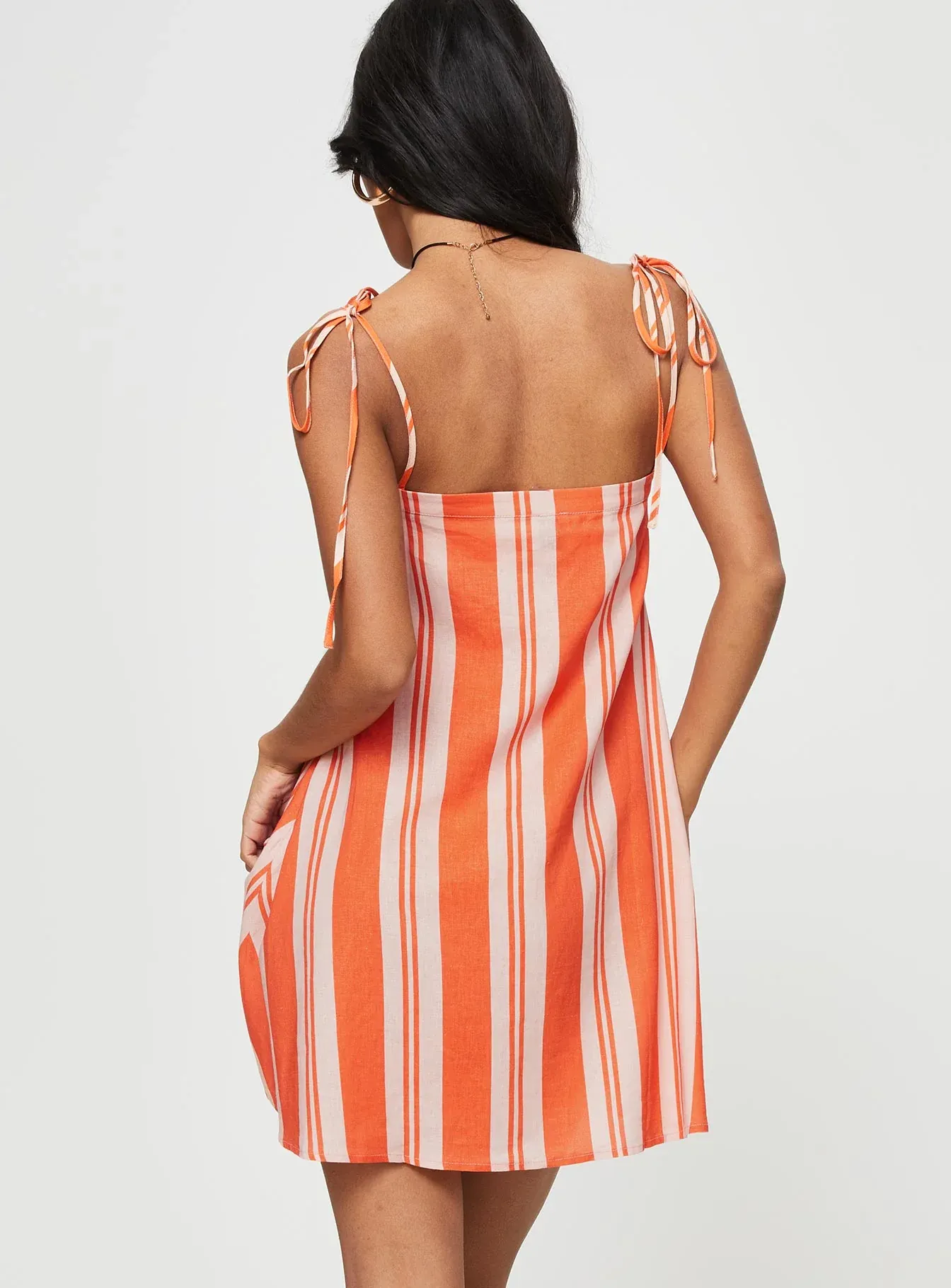 Jorgie Linen Blend Mini Dress Orange Multi