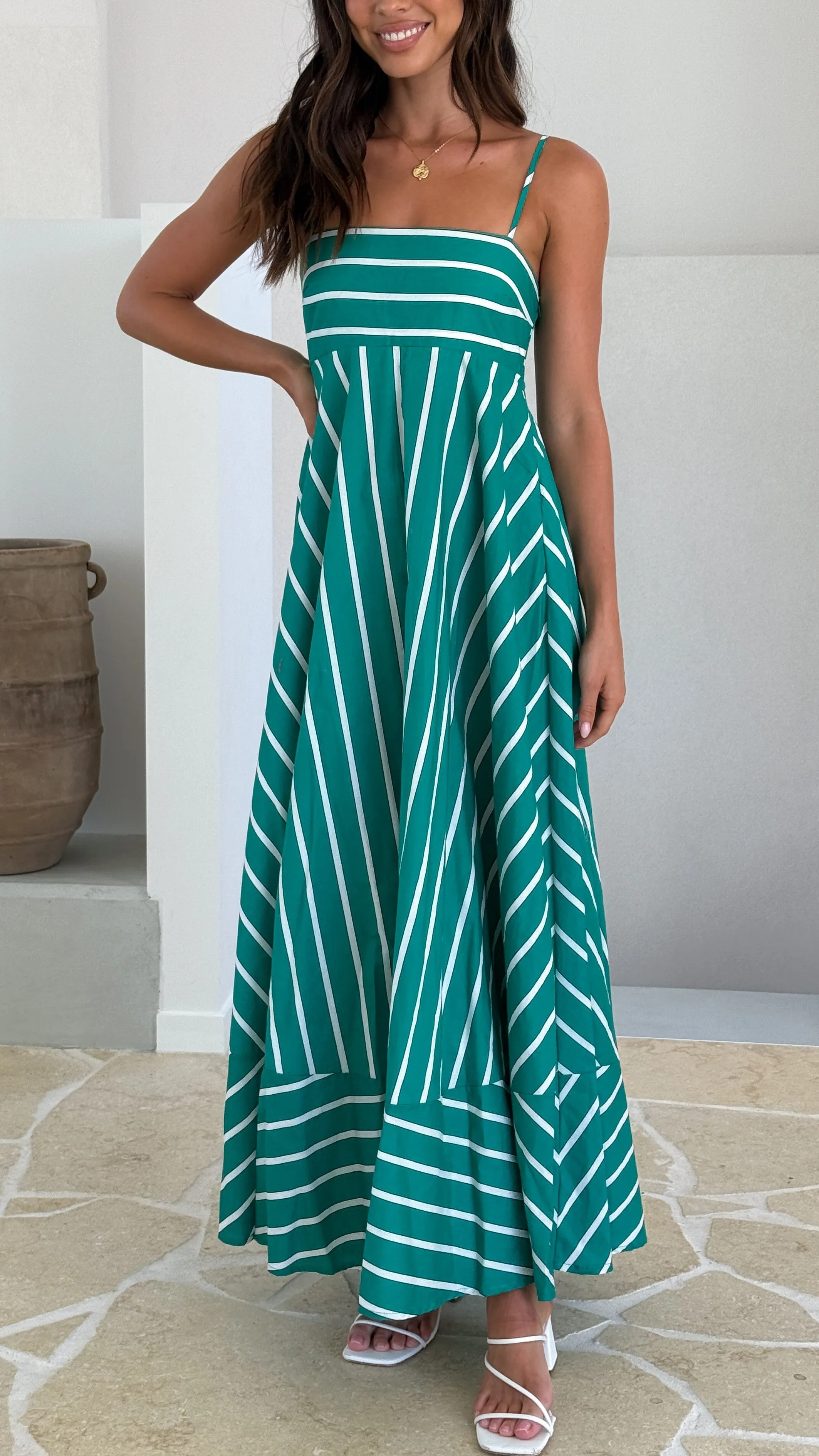 Kaethe Maxi Dress - Green Stripe