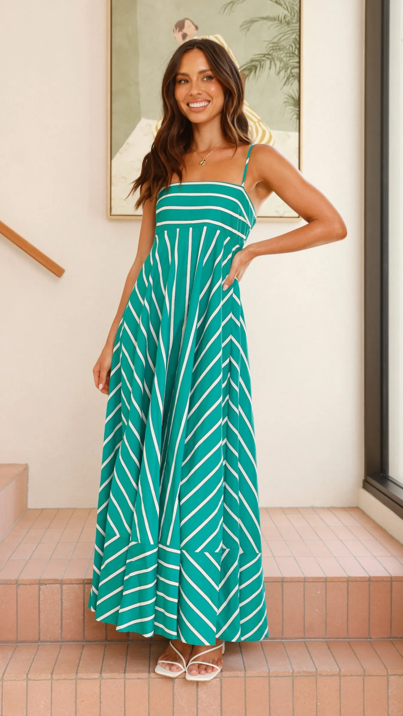 Kaethe Maxi Dress - Green Stripe