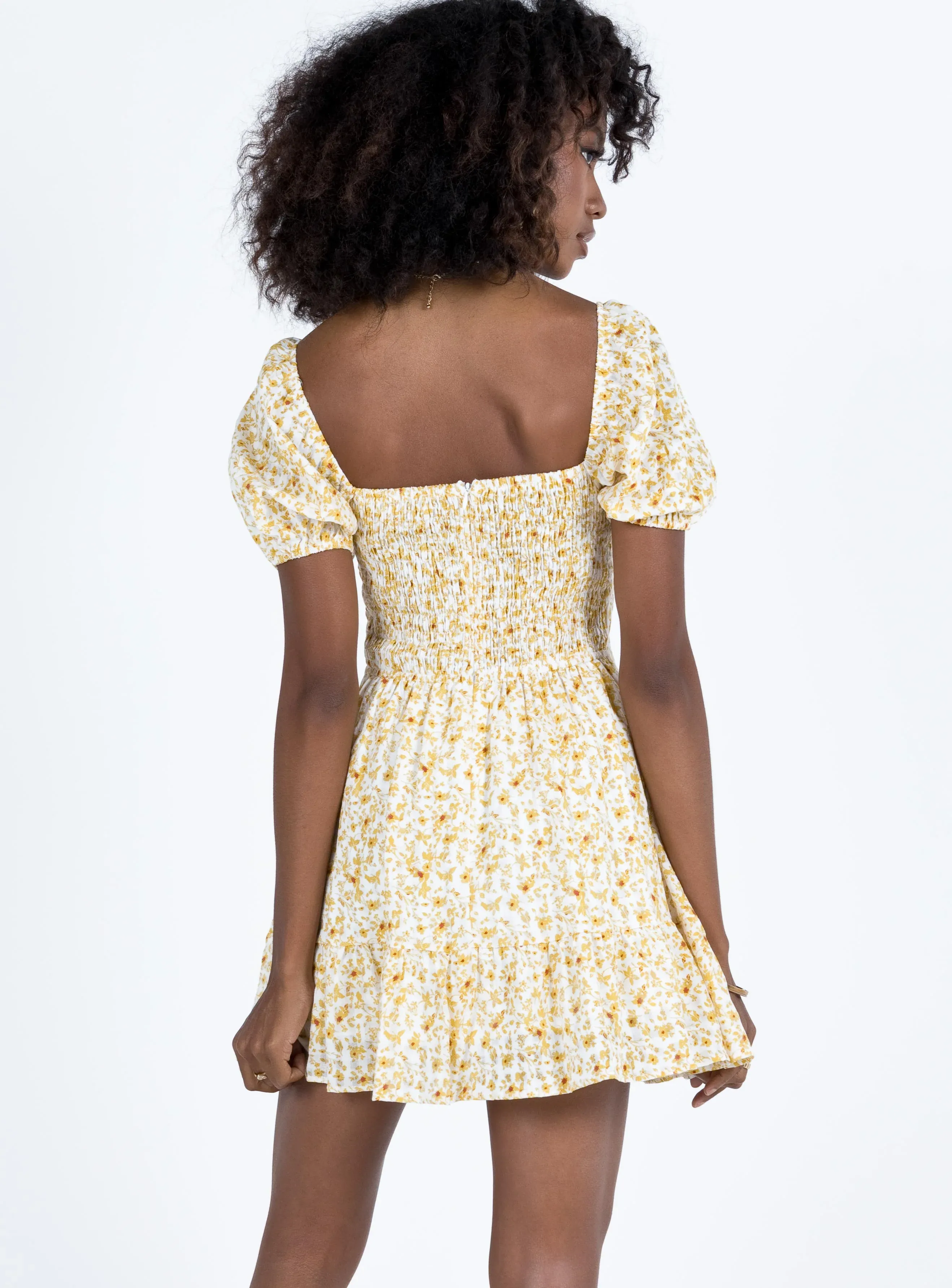 Kaori Mini Dress Yellow Floral
