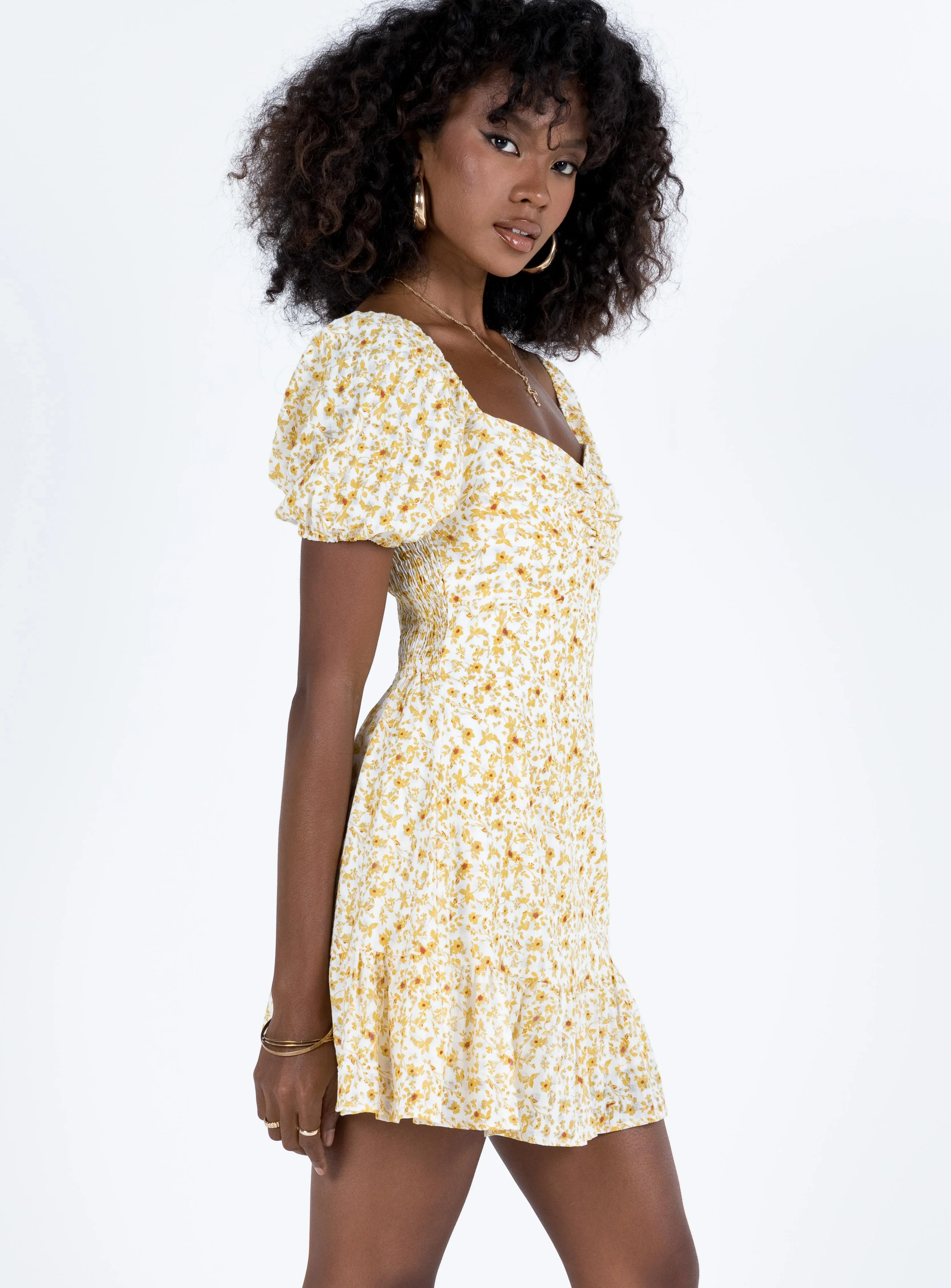 Kaori Mini Dress Yellow Floral