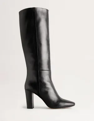 Knee High Leather Boots-Black
