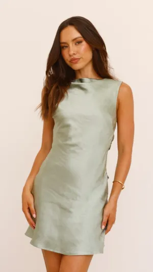 Korie Boatneck Mini Dress - Sage