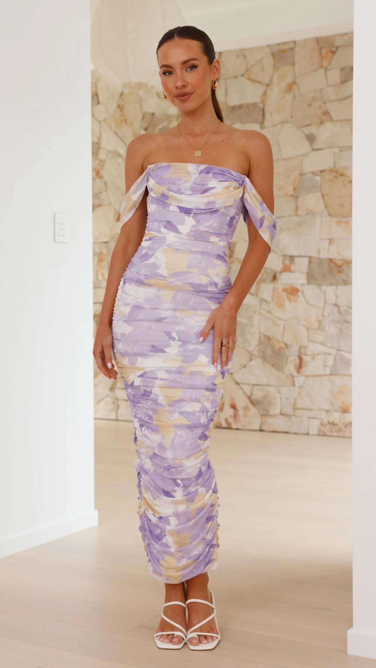 Kylie Maxi Dress - Lilac/Yellow Floral