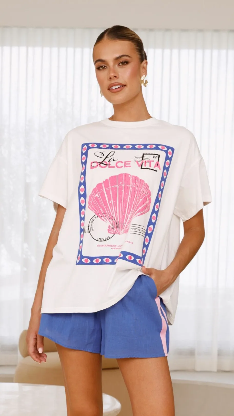 La Dolce Top and Shorts Set - Pink/Blue
