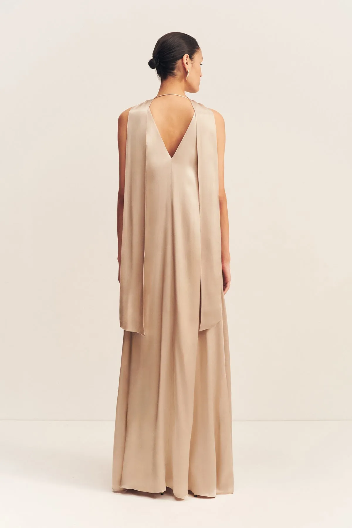 LA LUNE SCARF PANELLED MAXI DRESS - GOLD