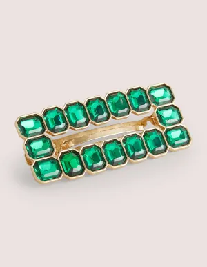 Large Jewel Hair Slide-Green