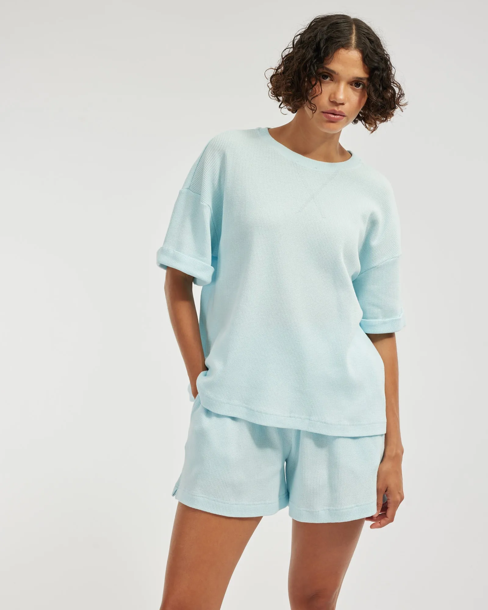 Laurie Waffle Shorts - Sky Blue