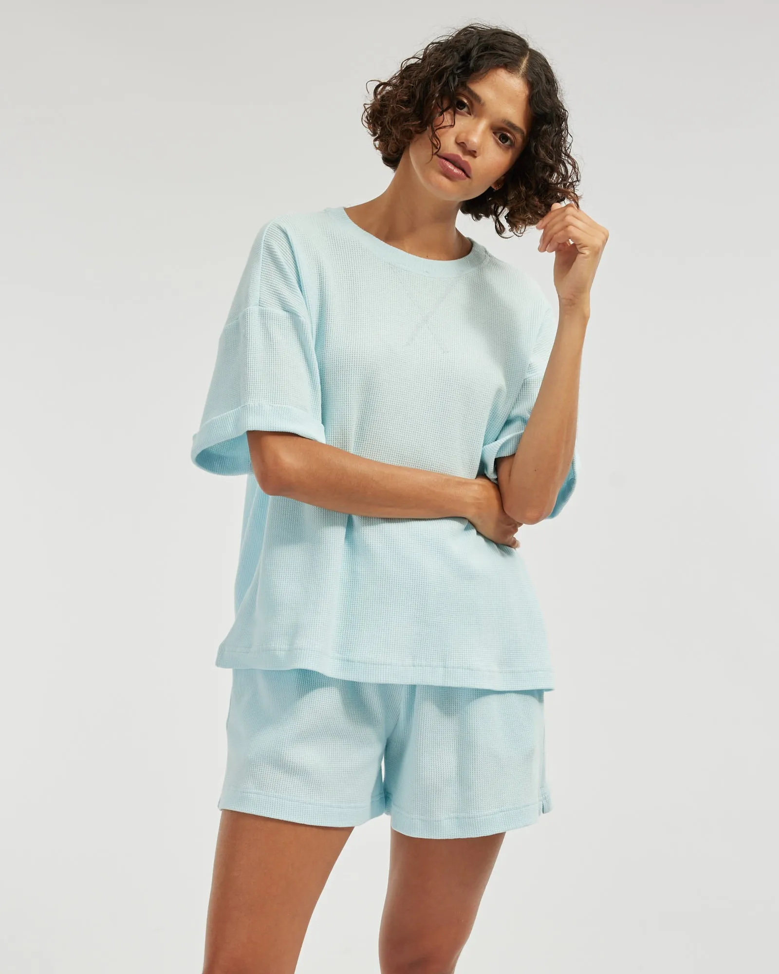 Laurie Waffle Shorts - Sky Blue