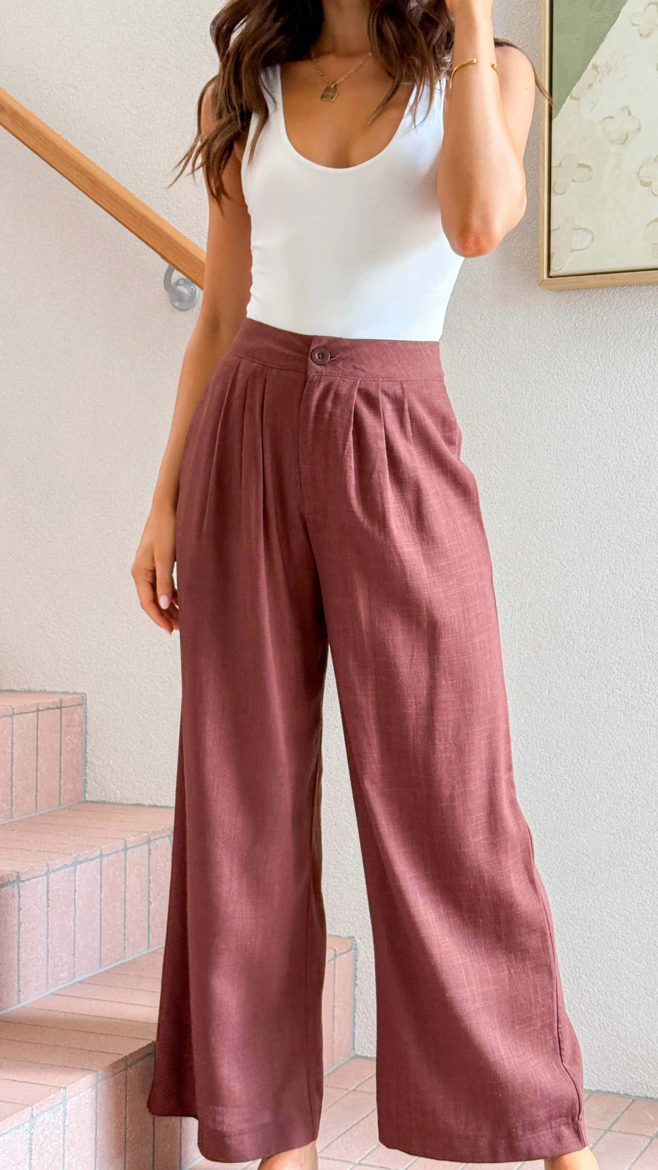 Lexi Linen Pants - Chocolate