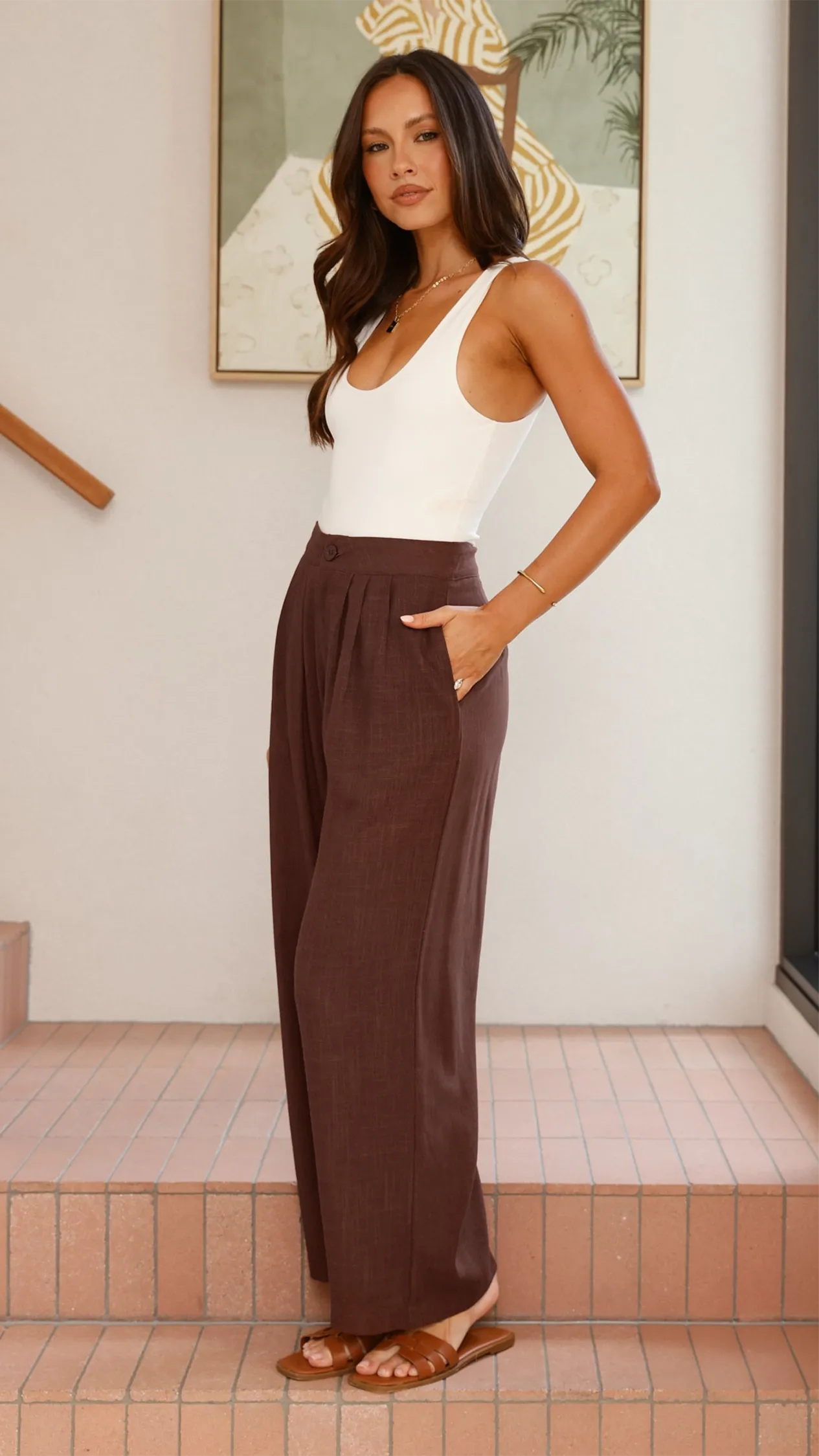 Lexi Linen Pants - Chocolate
