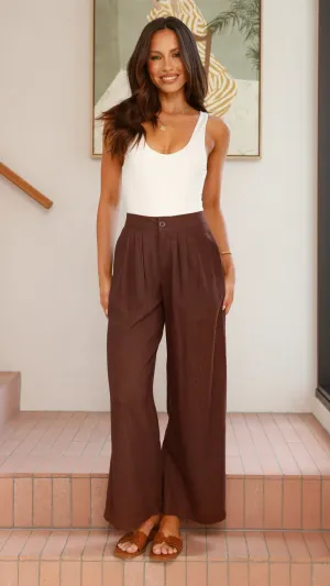 Lexi Linen Pants - Chocolate