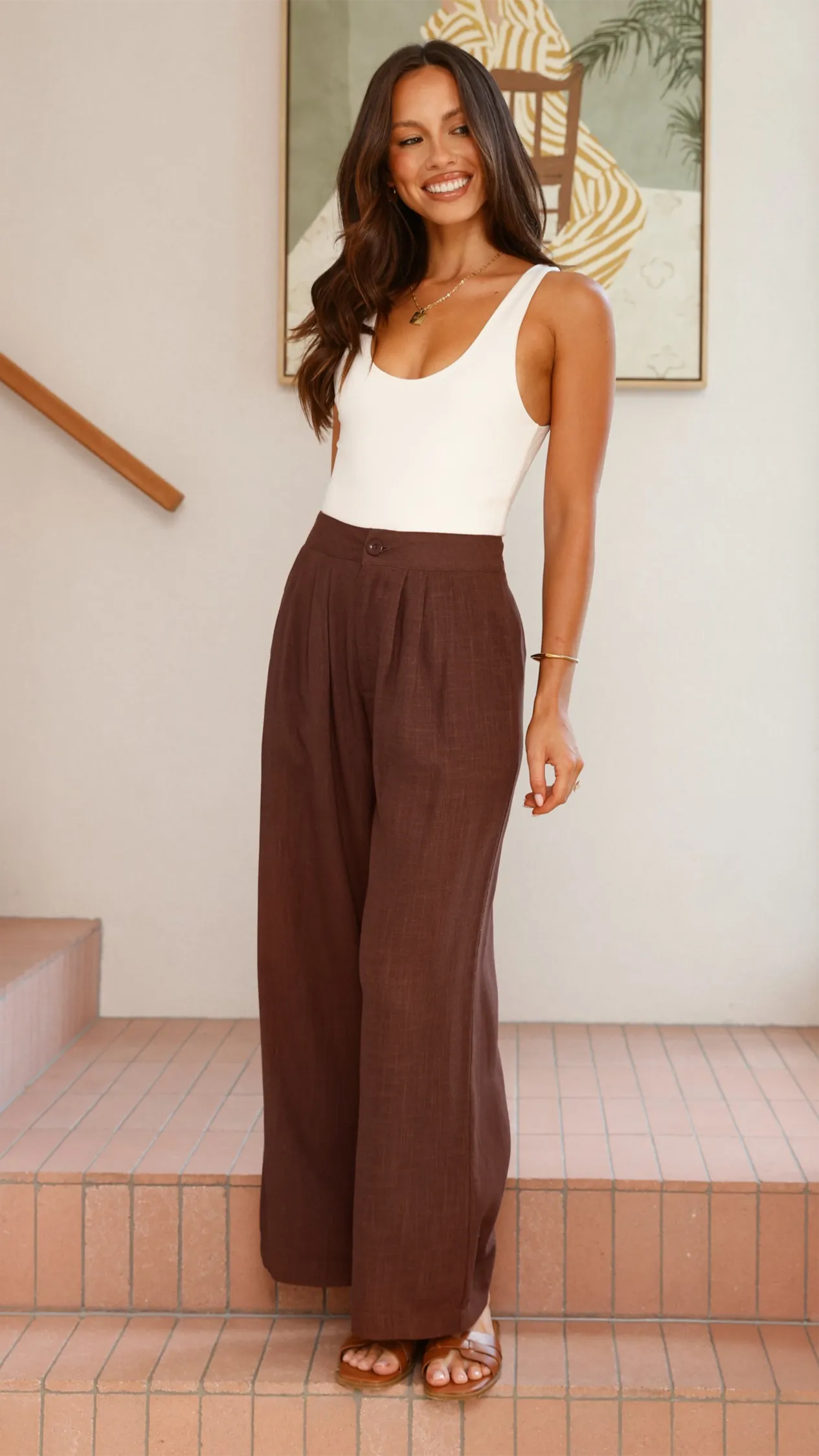 Lexi Linen Pants - Chocolate