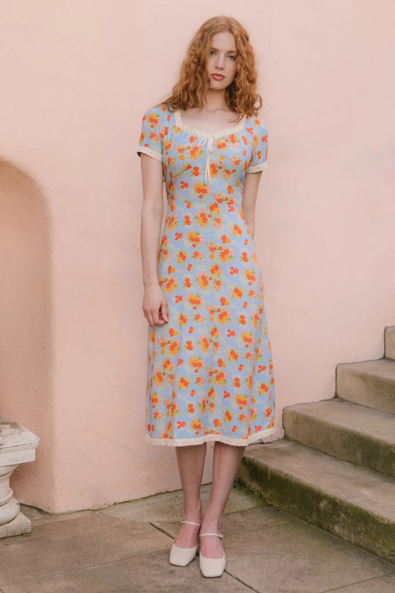 Libby Dress in Orange Floral