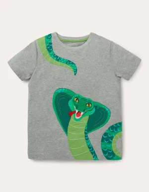 Lift-the-flap Animal T-shirt-Grey Marl Snake