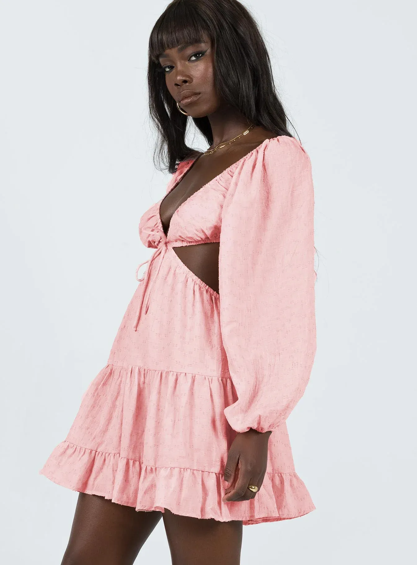 Liloh Long Sleeve Mini Dress Pink