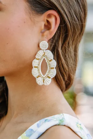 Living Your Life White Beaded Earrings