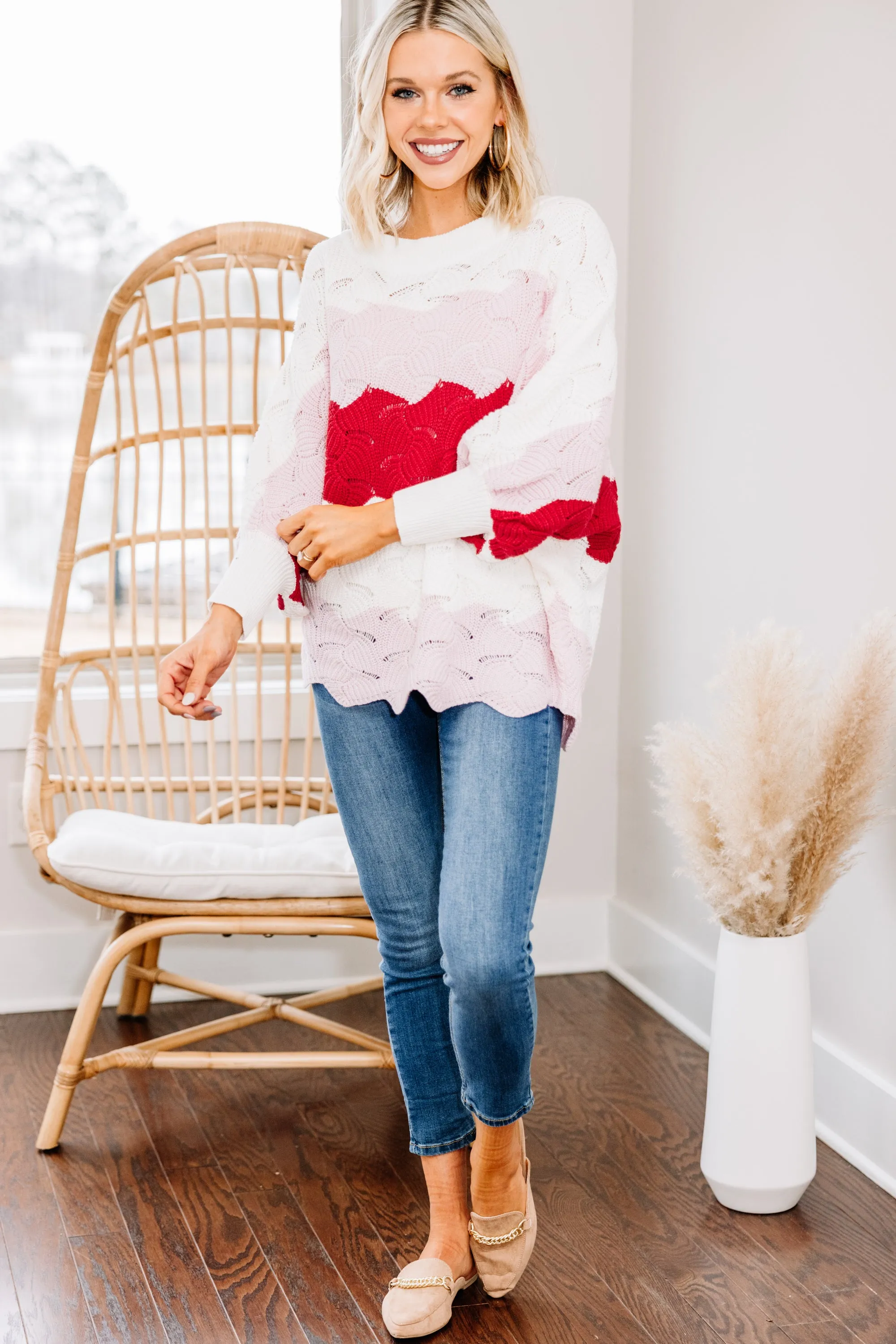 Looking At You Blush Pink Colorblock Sweater