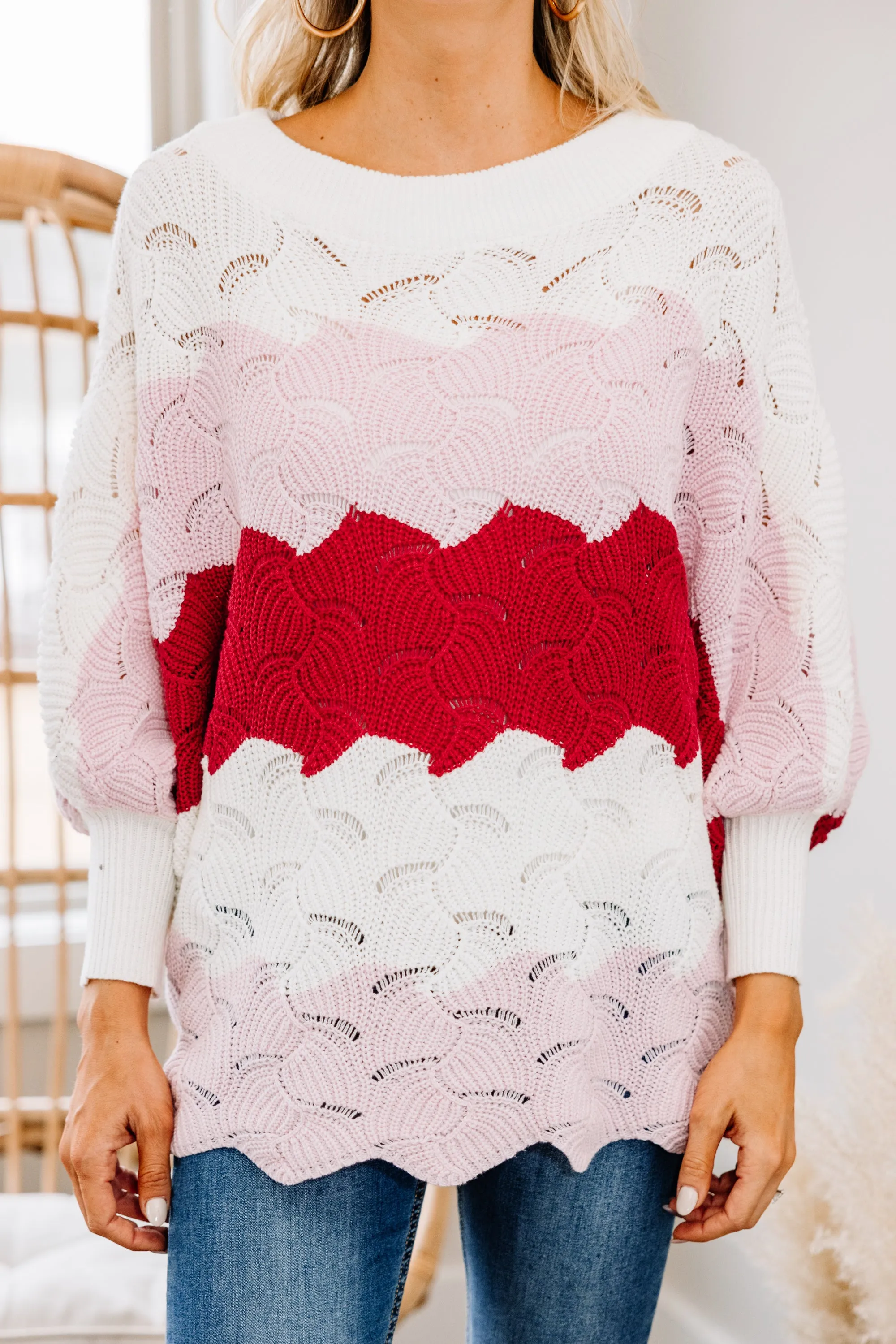 Looking At You Blush Pink Colorblock Sweater