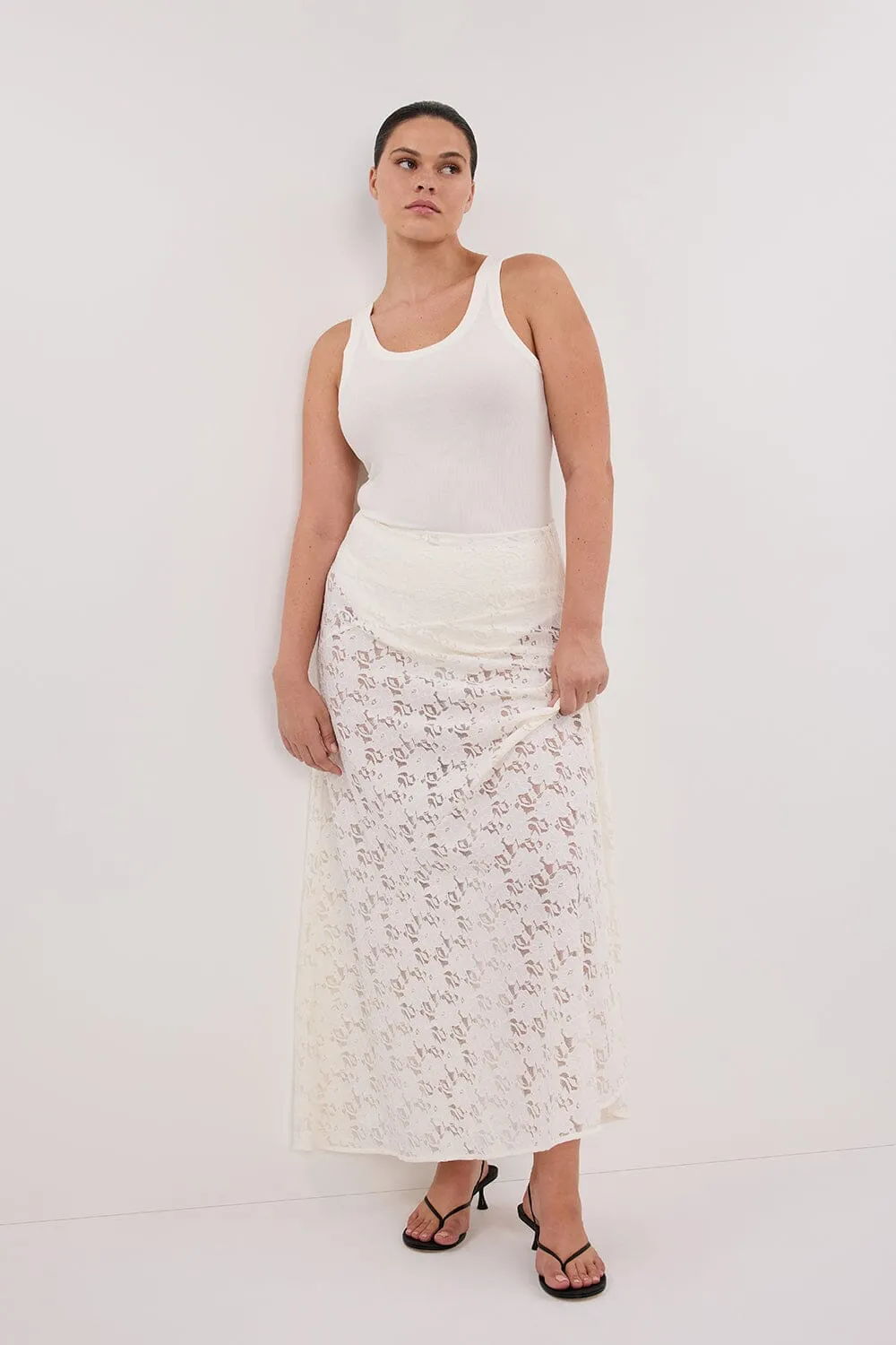 LOULA WHITE LACE SKIRT