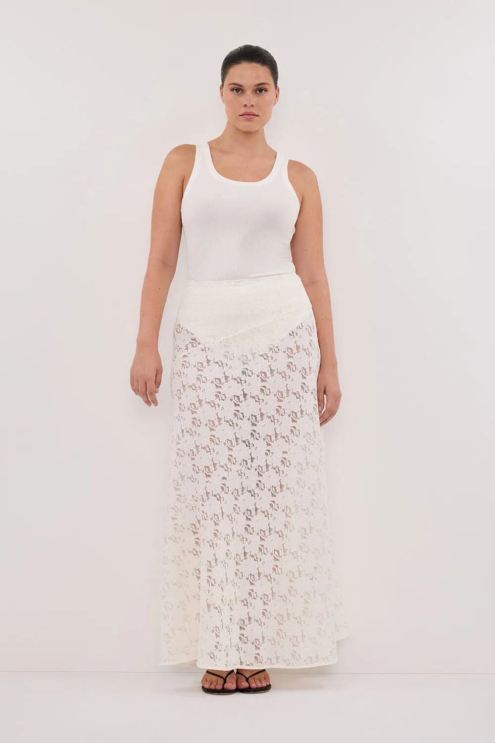 LOULA WHITE LACE SKIRT