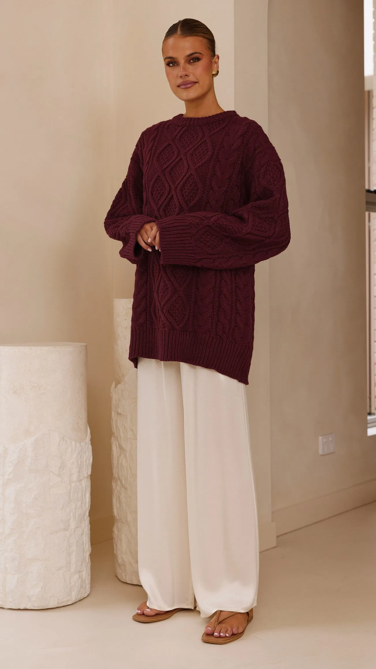 Luna Knit Sweater - Merlot