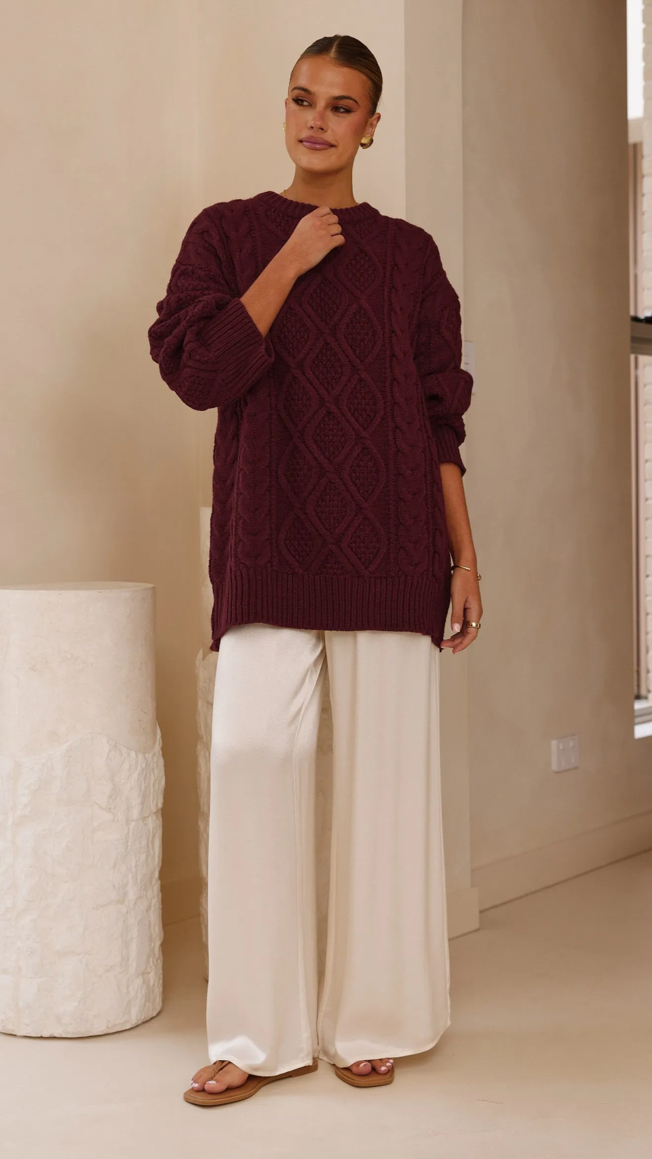 Luna Knit Sweater - Merlot