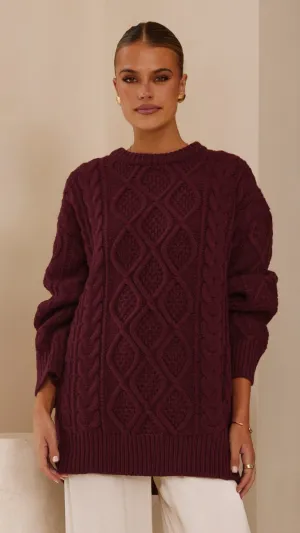 Luna Knit Sweater - Merlot