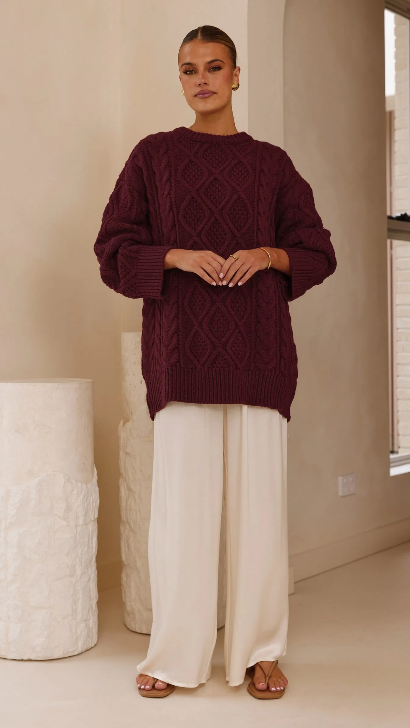 Luna Knit Sweater - Merlot