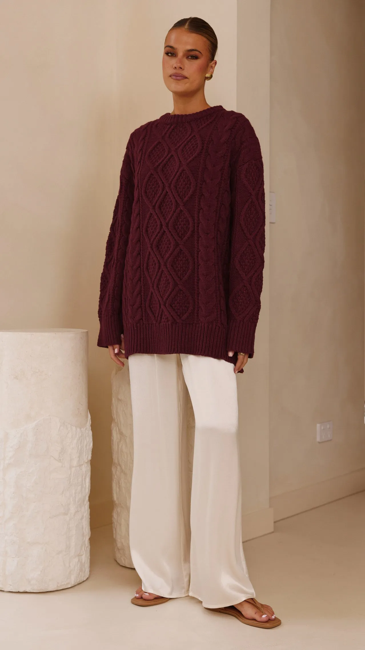 Luna Knit Sweater - Merlot