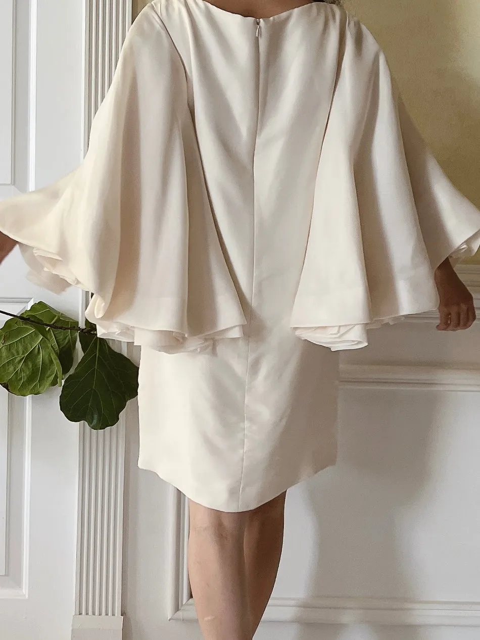 Marchesa Silk Organza Angel Sleeves Dress - S/4