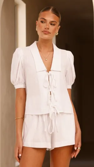Maribel Tie Front Shirt - White