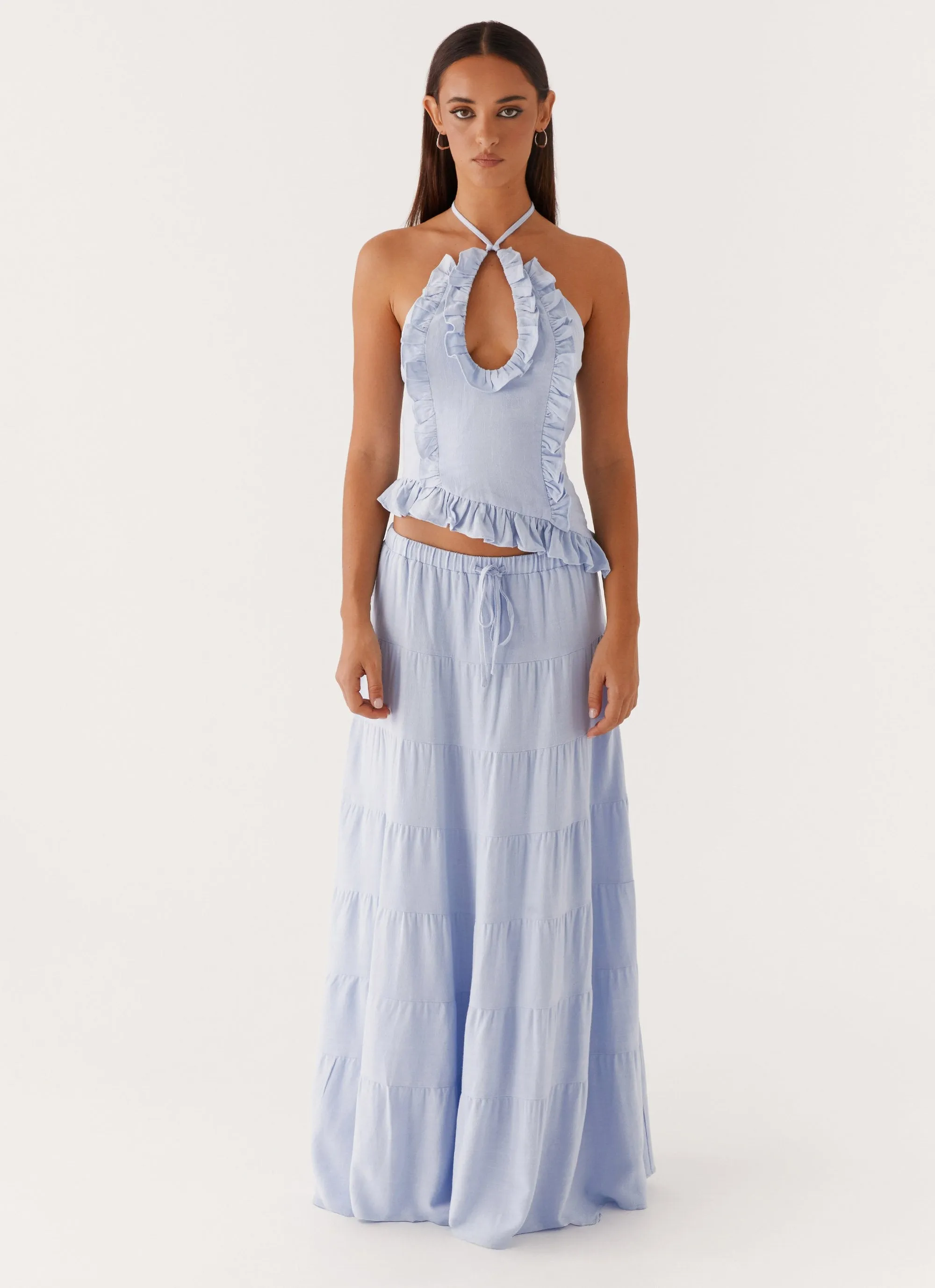 Mariella Linen Top - Blue
