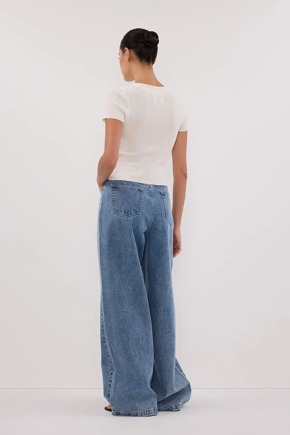 MAX OFF WHITE BOAT NECK KNIT TOP