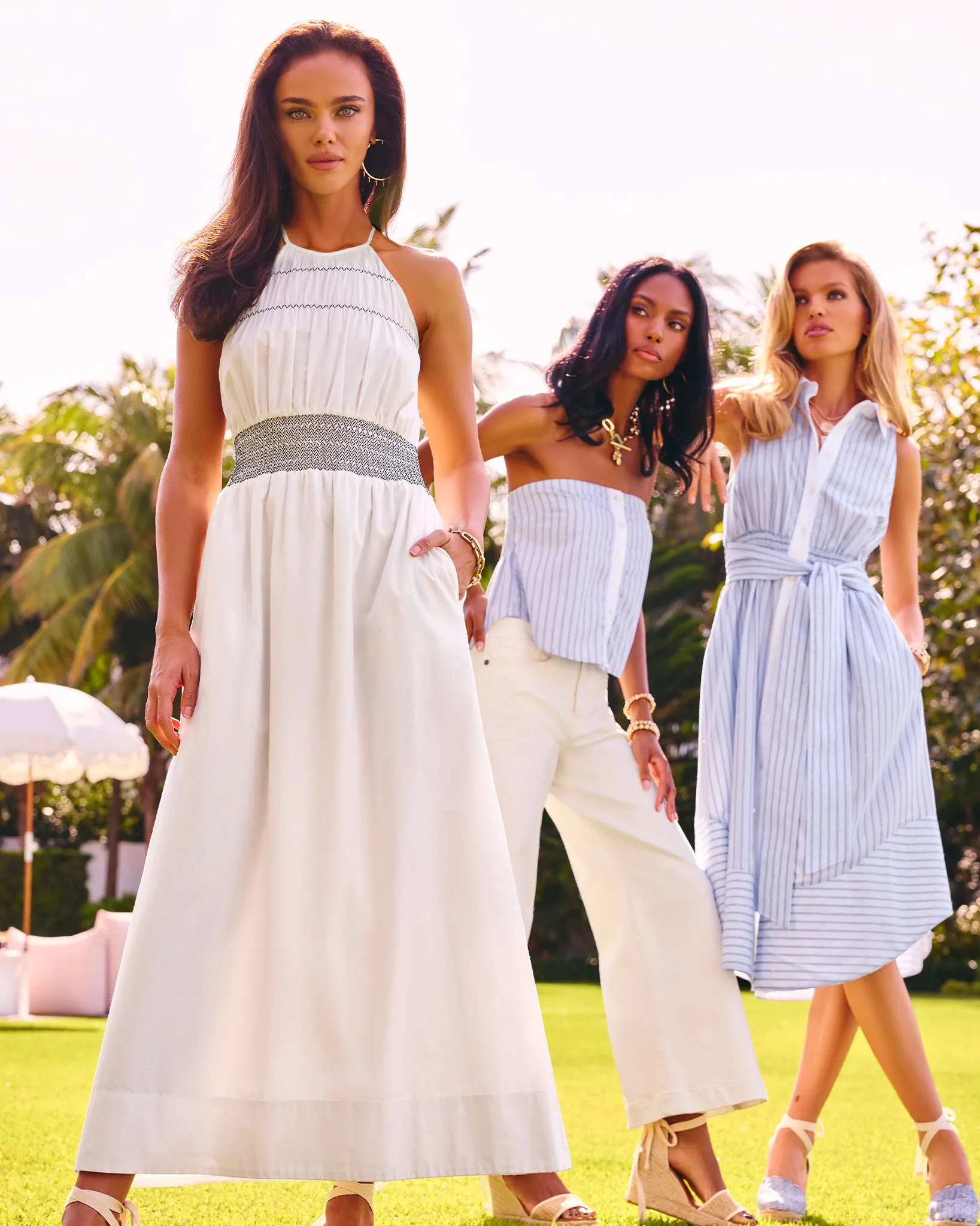 Melanie Smocked Cotton Poplin Midi Dress
