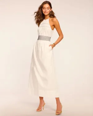 Melanie Smocked Cotton Poplin Midi Dress