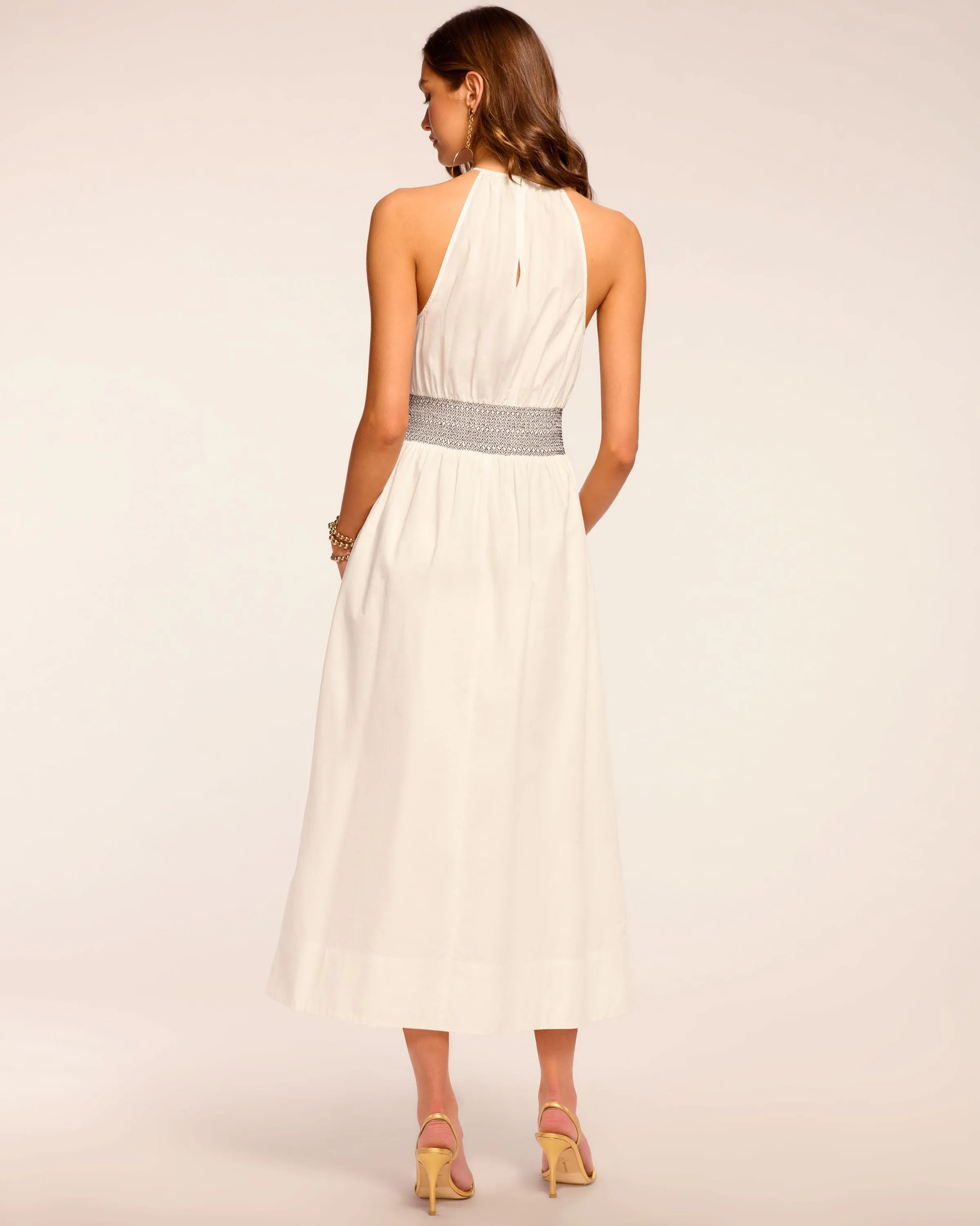 Melanie Smocked Cotton Poplin Midi Dress