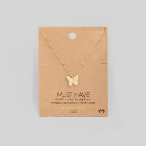 Metallic Dainty Butterfly Pendant Necklace - Gold
