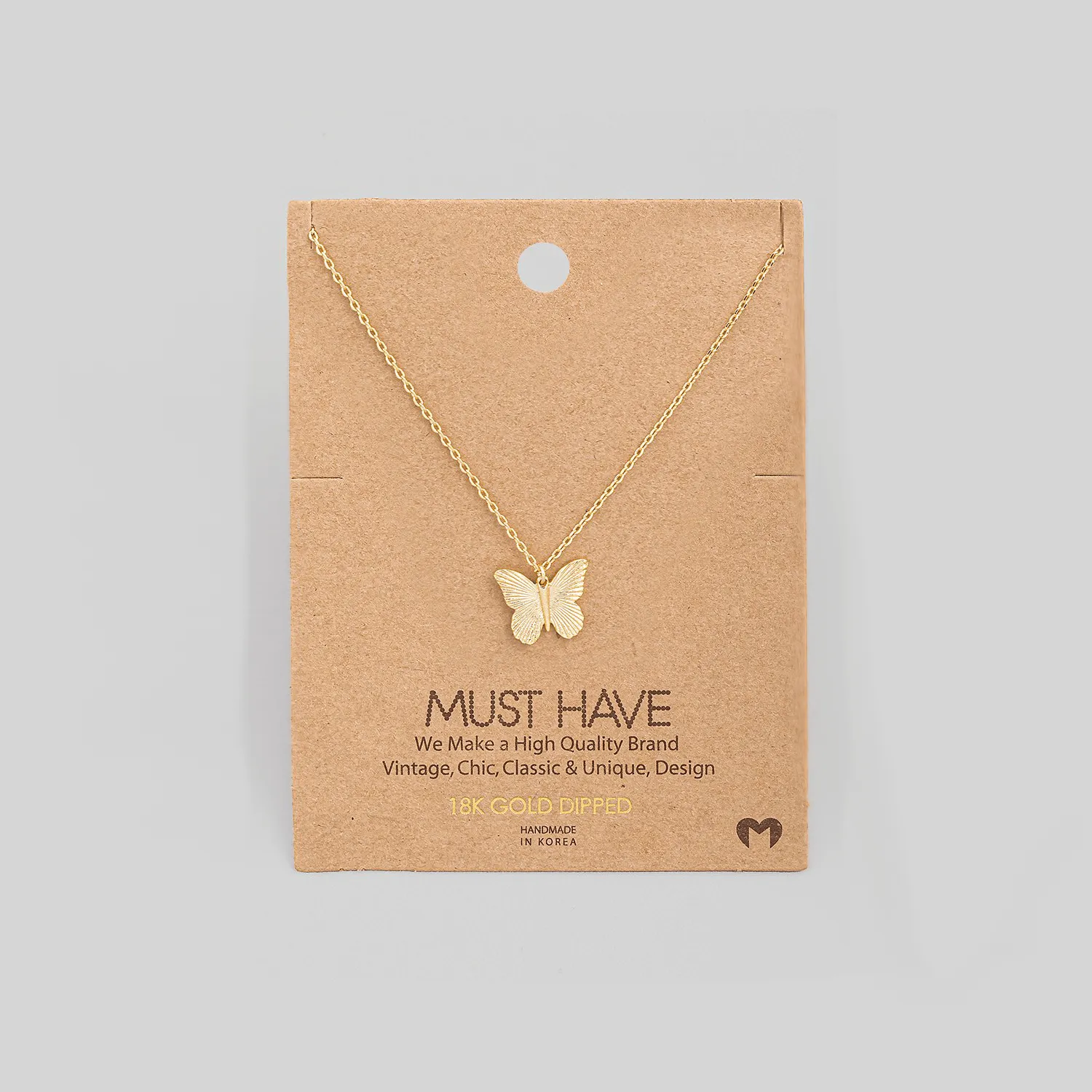 Metallic Dainty Butterfly Pendant Necklace - Gold