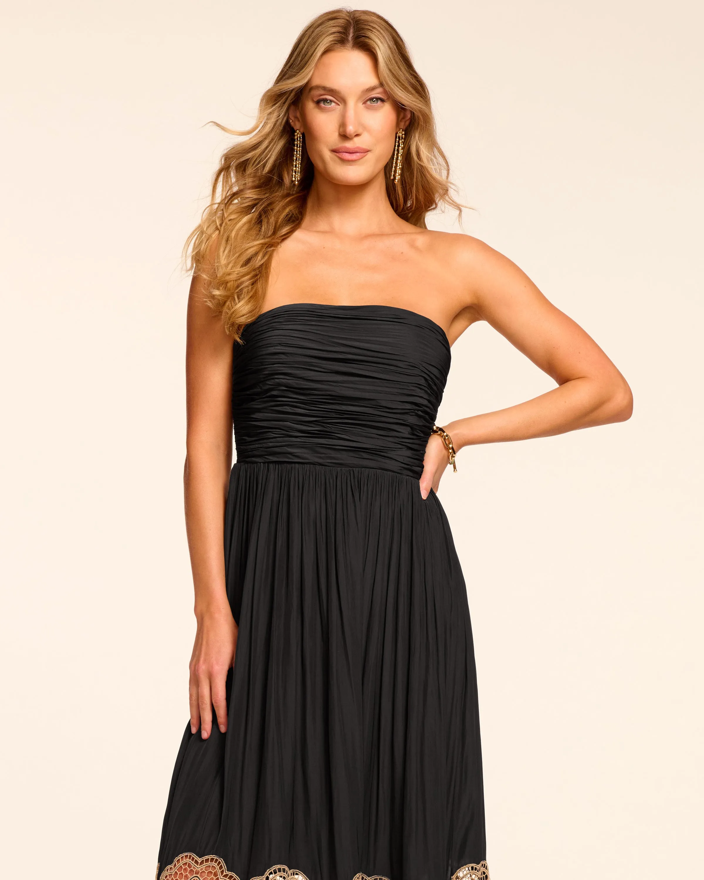 Milani Embellished Strapless Maxi Dress